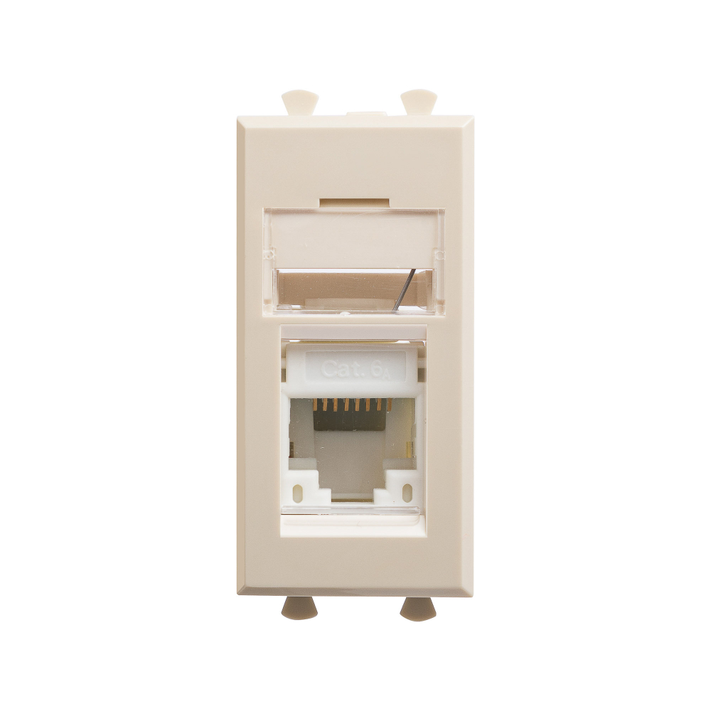 Компьютерная розетка RJ-45 модульная, кат.6А, "Avanti", "Ванильная дымка", 1 модуль