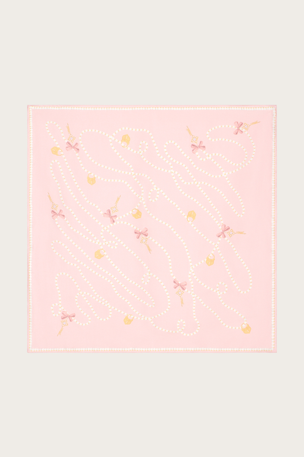 ПЛАТОК ИЗ РОЗОВОГО ШЕЛКА С АВТОРСКИМ ПРИНТОМ 90*90