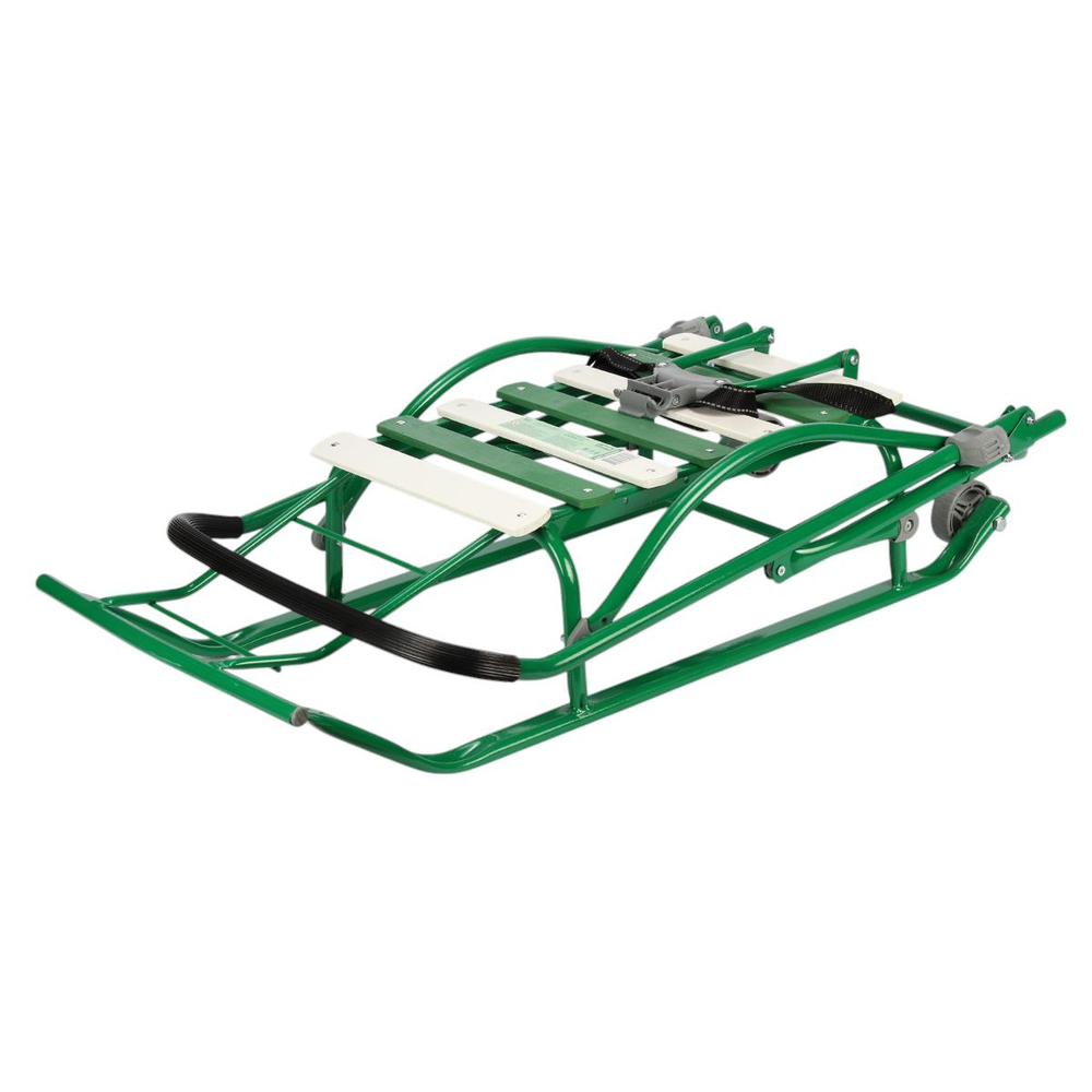 Санки "Nikki 2 " складная спинка, ручка, цвет зеленый