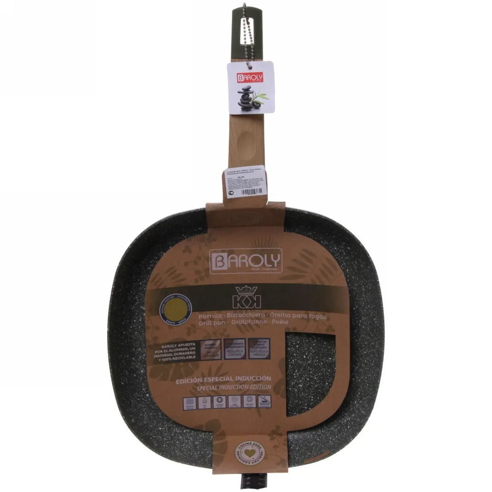 Сковорода квадратная «BAROLY» OLIVA 28*28см индукционная, бакелитовая ручка