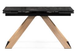 Стеклянный стол Гарднер 140х80х76 черный / дуб монтана