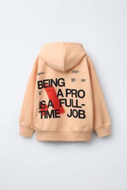 ZARA ХУДИ SPORTY INTERLOCK, СВЕТЛО-ОРАНЖЕВЫЙ