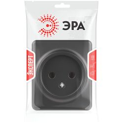 Розетка ЭРА Эксперт 11-2201-05 2P IP20 16A-250В ОУ антрацит | Эра Эксперт