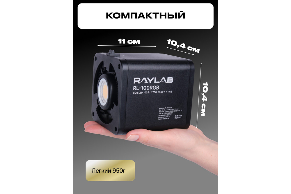 Осветитель светодиодный Raylab RL-100RGB 100W 5000mAh c аксессуарами