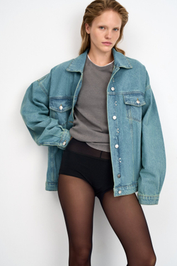 Джинсовая куртка женская зеленая JEANS RELAXED JACKET GREEN