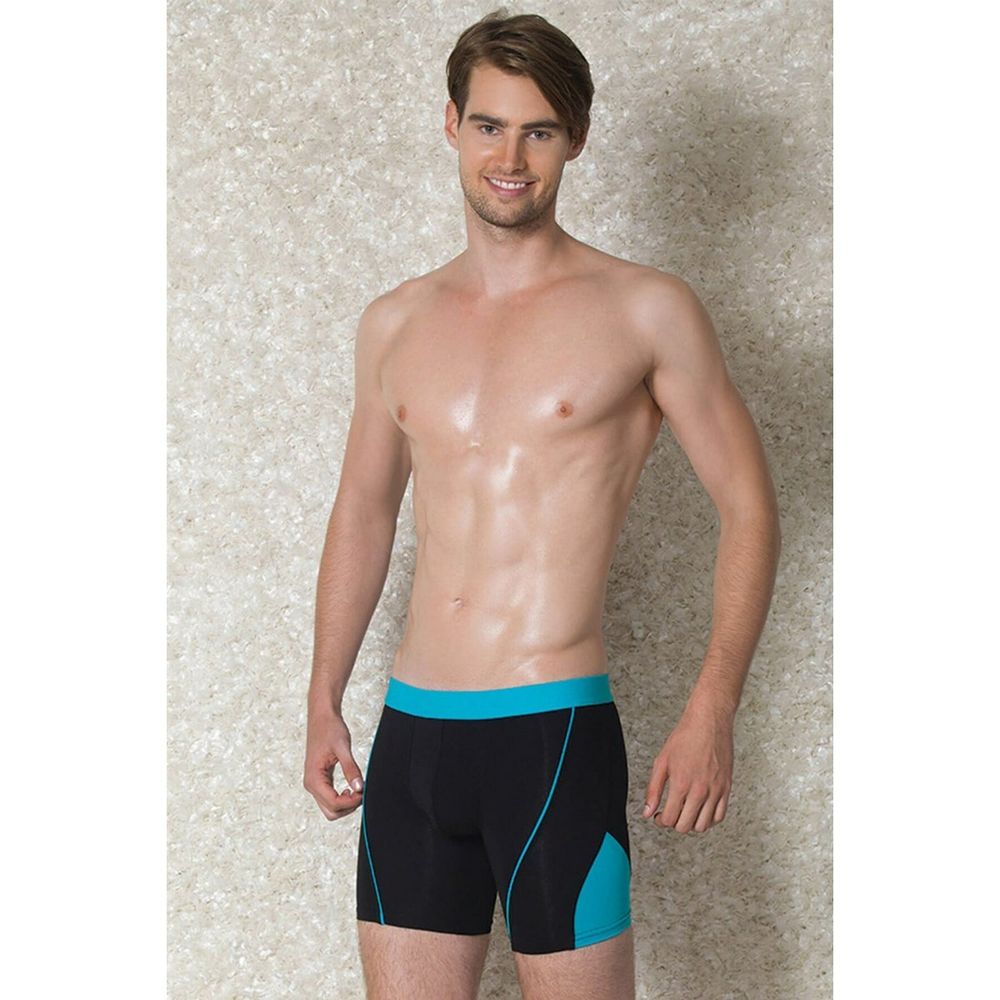 Мужские трусы боксеры черные с голубым Doreanse 1754 Black