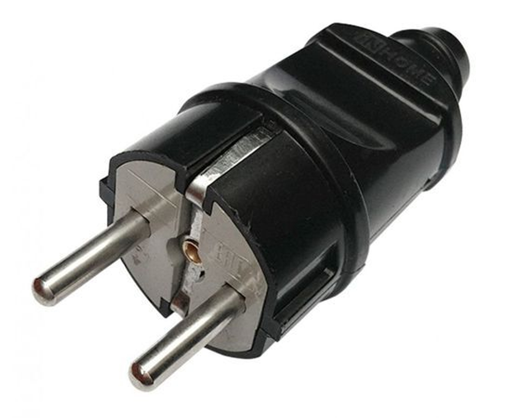 Вилка прямая с з/к IN Home, черная