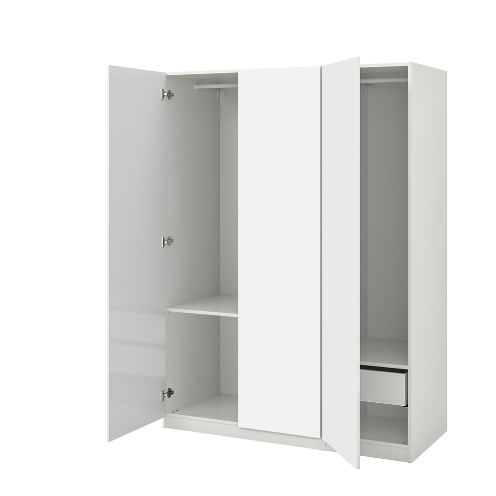 Распашной шкаф FARDAL PAX IKEA трехсекционный (с 1 ящиком) (белый)  150*50*220