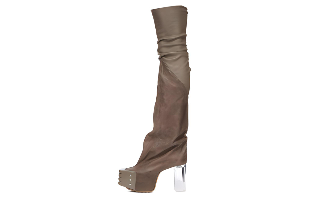 RICK OWENS/RO Over the knee Boots 12cm Men"s Gray