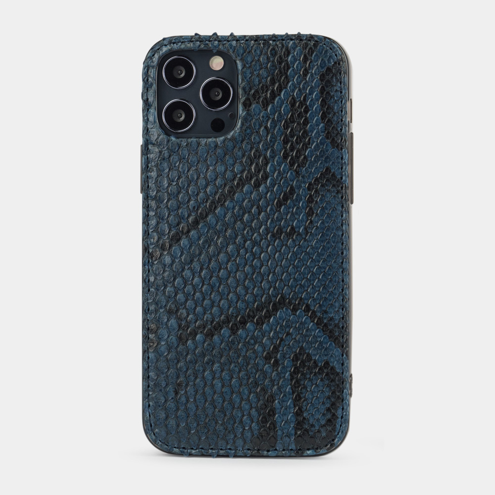 Накладка для iPhone 12/12Pro из кожи питона, синего цвета