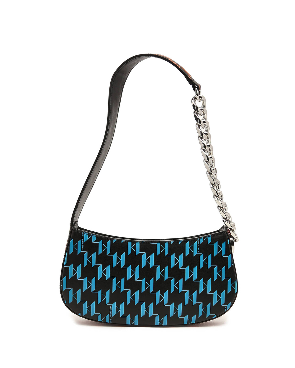 Кожаная сумка хобо k/saddle chain print baguette Karl Lagerfeld - черный(226W3033)