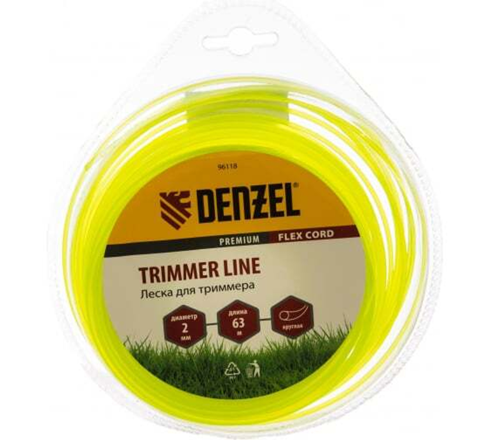 Леска для триммера Denzel 96118 (круглая 2 мм х 63 м, Flex cord)