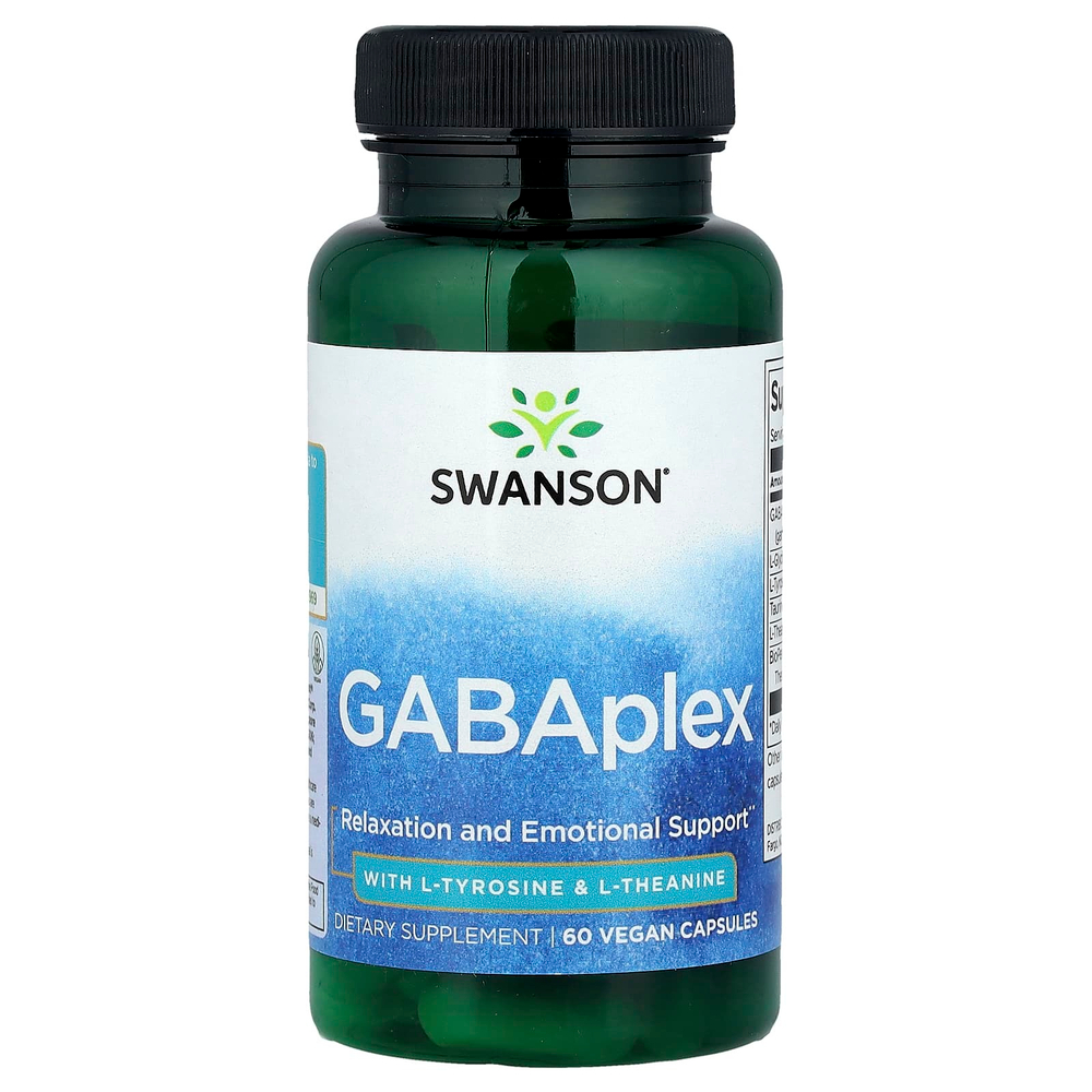 Swanson, GABAplex с L-тирозином и L-теанином, 60 веганских капсул