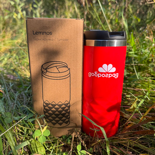 Термокружка Доброград. Цвет: красный