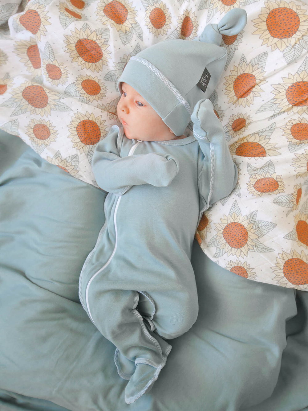 Комбинезон Mjölk Sleep and Play Baby Blue, швы наружу