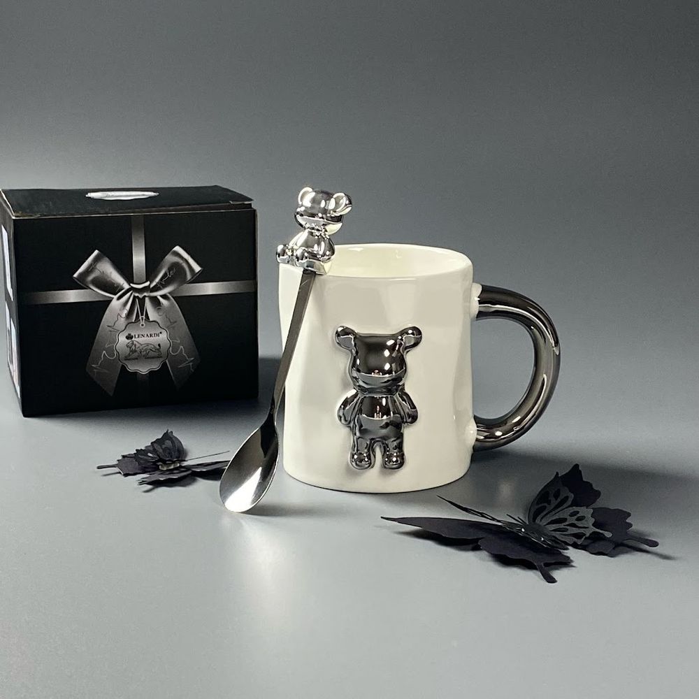 Lenardi 315-067 Кружка 350мл с ложкой в под.уп.(х36)Фарфор