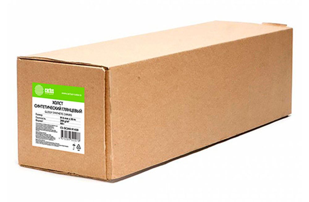 Холст Cactus CS-GC260-91430 36&quot;(A0) 914мм-30м, 260г/м2, белый глянец, синтетика для струйной печати (втулка: 50.8мм 2&quot;)