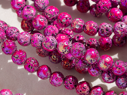 Нить бусин из лавы с радужным покрытием, 6,7мм