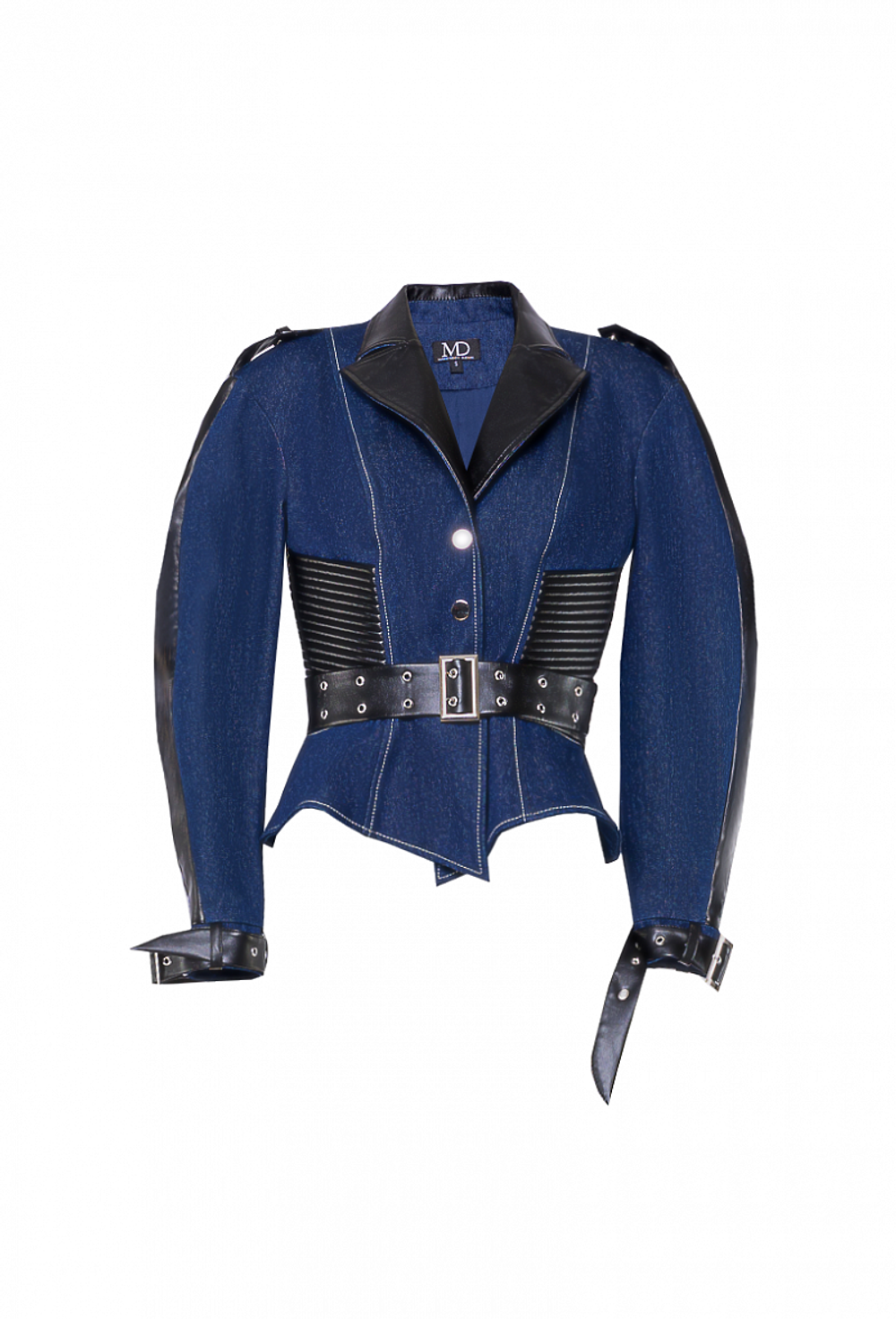 Жакет джинсовый с отделкой из экокожи 15-01-22 SS