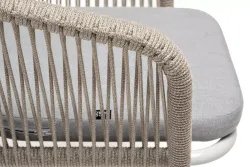 "Марсель" стул плетеный из роупа, каркас алюминий светло-серый (RAL7035) муар, роуп серый меланж круглый, ткань светло-серая