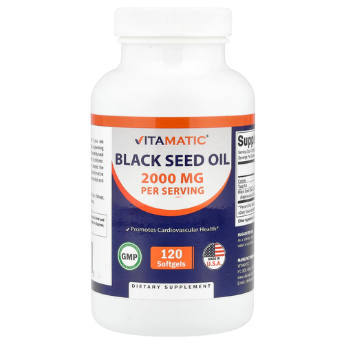 Vitamatic, Масло черного тмина, 120 капсул (1000 мг в каждой капсуле)
