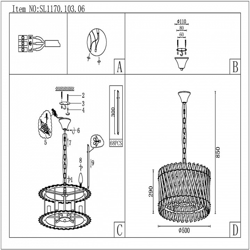 Подвесная люстра ST-Luce SL1170.103.06