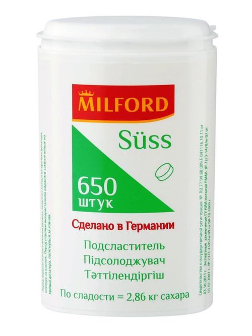 Сахарозаменитель MILFORD Suss, 650 таблеток