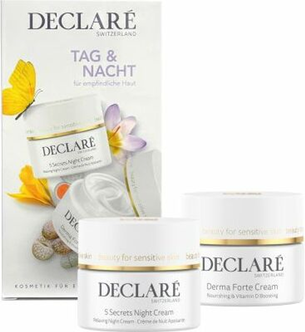 DECLARE Set Derma Forte | Бьюти-набор "Усиление защитных функций кожи" NEW (Крем-активатор витамина D, усиливающий защитные функции кожи, 50 мл+ Ночной восстанавливающий крем «5 секретов», 50 мл)