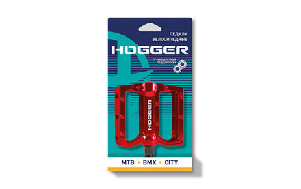 Педали HOGGER PLATFORM алюминиевые, 110x105мм, резьба 9/16", со сменными шипами, промпод., красные