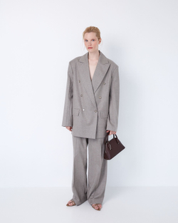 Жакет двубортный из шерсти Стелла Маккартни серо-бежевый