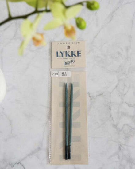 LYKKE Indigo 5'' interchangeable knitting needle tips | Люкки Индиго деревянные сменные спицы 13 см