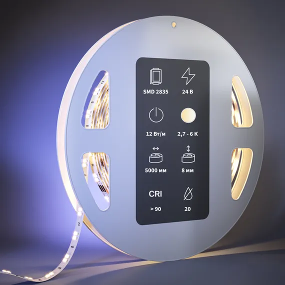 Светодиодная лента Ультра 24В 2835 12Вт/м 5м 2700-6000K IP 20 201123 Led Strip 201123