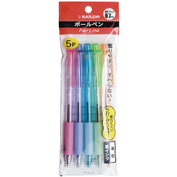 Ручки шариковые Sailor FairLine Clear чёрные (5 Color Pack)