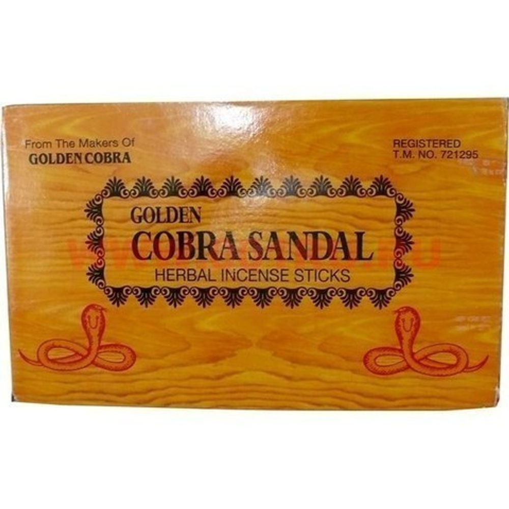 New India Perfumery Works Golden Cobra Sandal Благовоние-масала Золотая Кобра Сандал, 15 шт