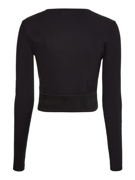 Женская теннисная футболка   Tommy Hilfiger Slim Branded Rib Cropped Tee LS - black