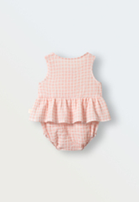 1512-339 Боди-платье из муслина (клетка розовая)