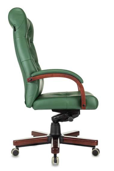 Кресло руководителя Бюрократ T-9928Walnut зеленый кожа крестов. металл/дерево