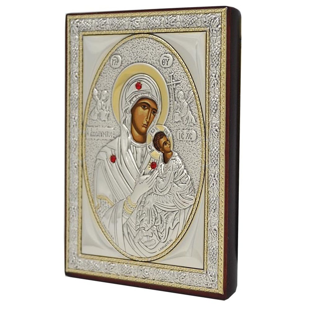 Страстная икона Богородицы в серебре.