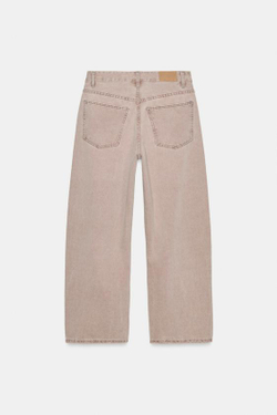 ZARA ДЖИНСЫ TRF BAGGY BALLOON СО СРЕДНЕЙ ПОСАДКОЙ, ЛИНЯЛЫЙ РОЗОВЫЙ