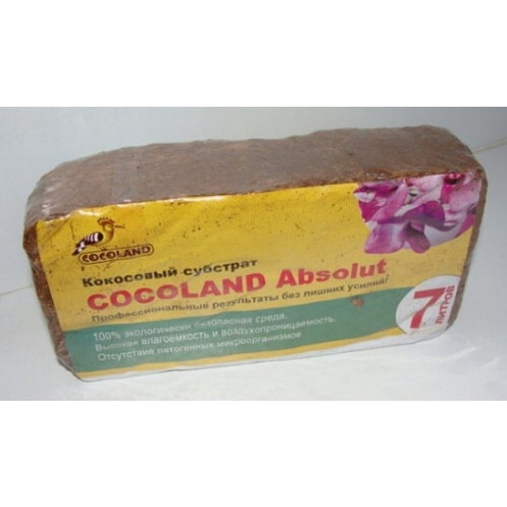 Кокосовый субстрат 650гр (7л) роза/орхидея (брикет) COCOLAND Absolut Plus (20)
