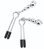 Серебристые зажимы на соски с бусинами (Цвет: серебристый)