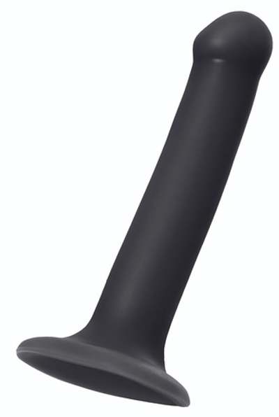 Черный фаллос на присоске Silicone Bendable Dildo M - 18 см. (Цвет: черный)