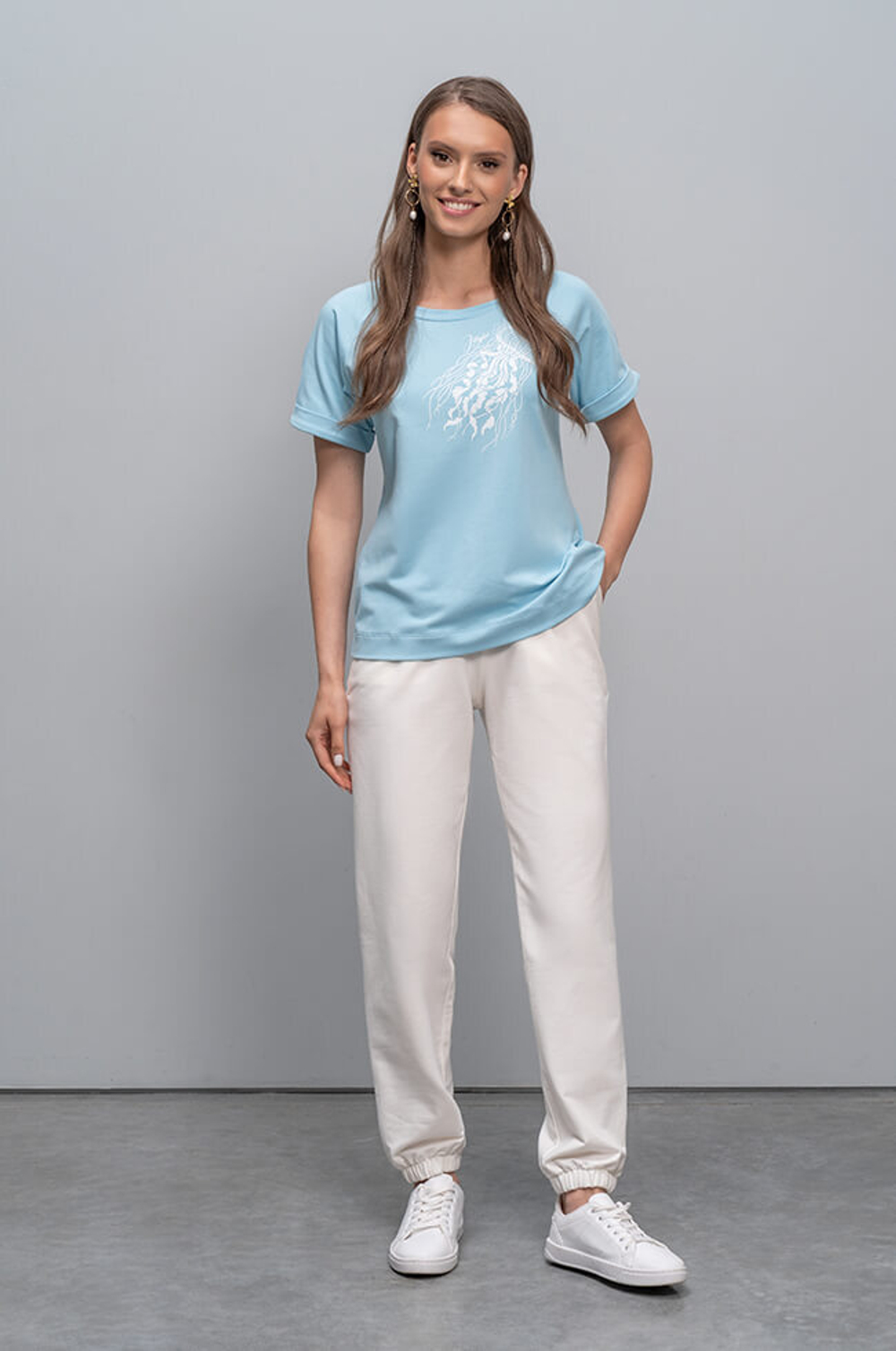 3923 Брюки женские (молочный)