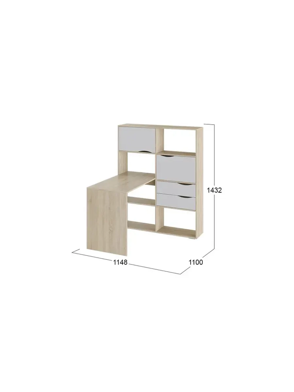 Стол письменный угловой с ящиками 114,8х110х143,2 см