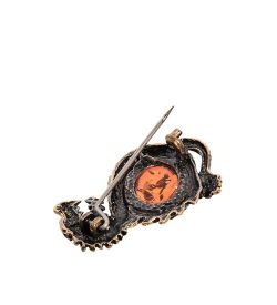 AM-2325 Брошь «Дракон» мал. (латунь, янтарь)