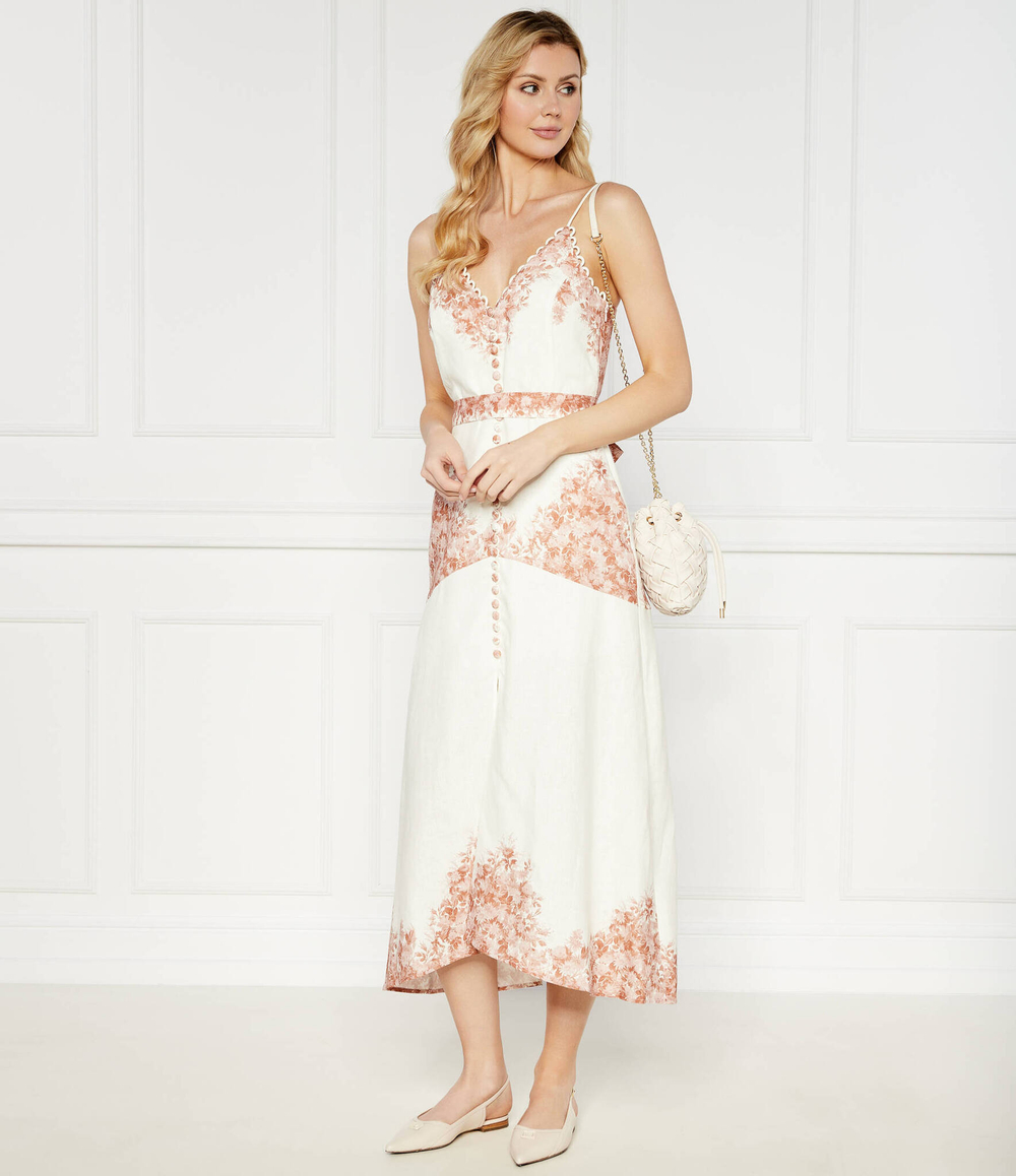 Льняное платье с ремешком TWINSET - экрю(241TT2400)