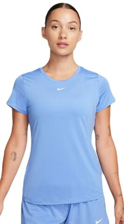 Женская теннисная футболка Nike One Dri-Fit Short Sleeve Slim Top - polar/white