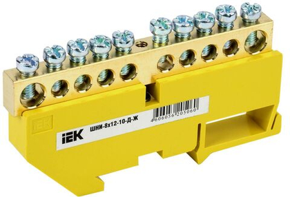Шина PE "земля" на DIN-изол ШНИ-8х12-10-Д-Ж IEK