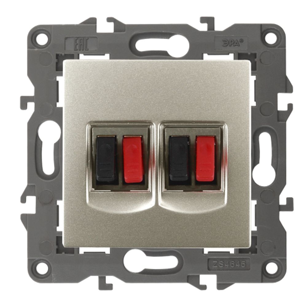 14-3112-04 ЭРА Розетка аудио двойная, IP20, Эра Elegance, шампань