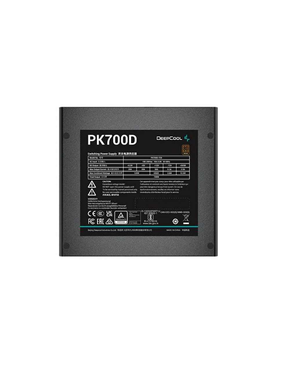 Deepcool PK700D (ATX 2.4, 700W, PWM 120mm fan, Active PFC+DC to DC, 80+ BRONZE) RET